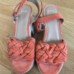 Marc Fisher Coral Suede Braided Espadrille Wedge Sandals